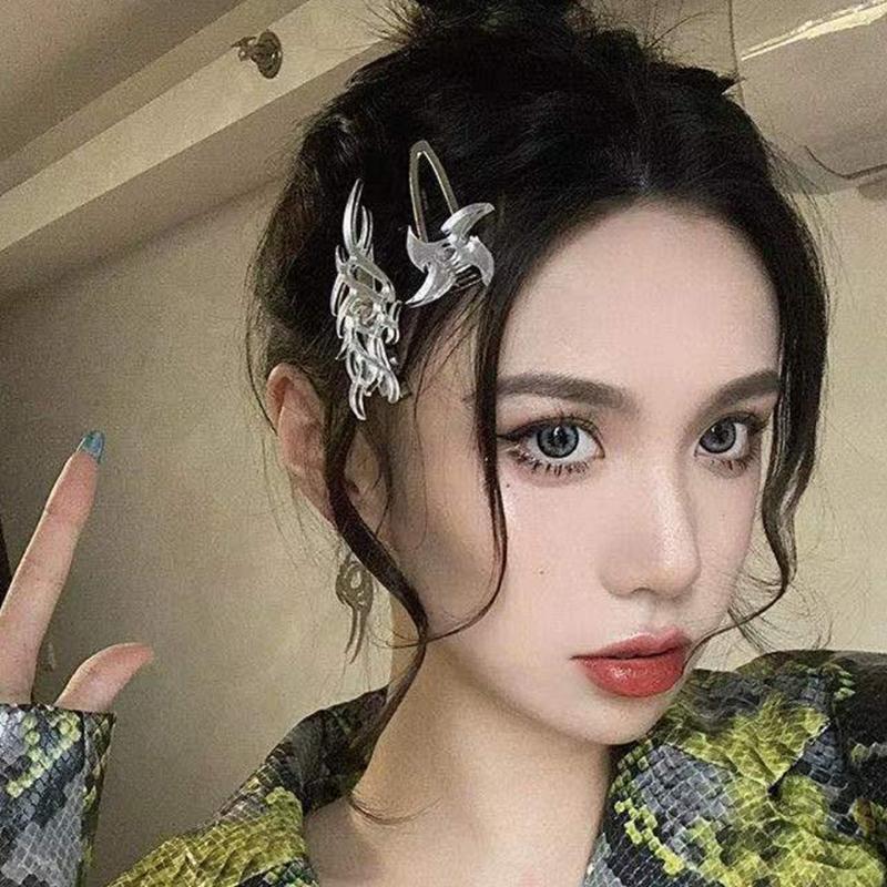 Punk Flame Dragon Duckbill Clips Totem Hair Side Clips Halloween Hair Grips Ponytail Decoration Cosplay Hair Barrettes