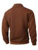 European & American Men's Quilted Knit Pullover: Casual Waffle Check Jacquard Zipper Stand Collar Hoodie