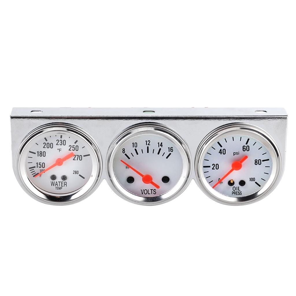 Universal 3 In 1 Gauge Set Water Temp VoltsOil Press 52mm Meter Mechanical Instrument