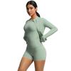 Naked Cardigan Jacket Round Neck Short Sleeved Three Piece Casual Yoga Running Fitness Suit Set For Women