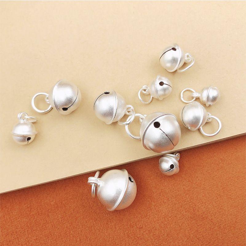 

Ancient Frosted S999 Pure Silver Bell Ring Baby Woven Bracelet Accessories DIY Handmade Hand Rope Anklet Pendant 8mm thickened a grain