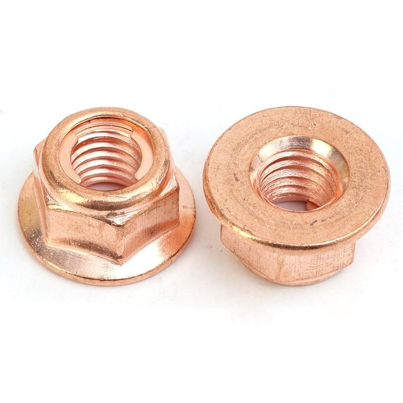 M8 Exhaust Pipe Nuts for BMW E30 3 Series Carbon Steel Copper Plated Hex Self Locking Nut Manifold High Temp Fastener Hardware