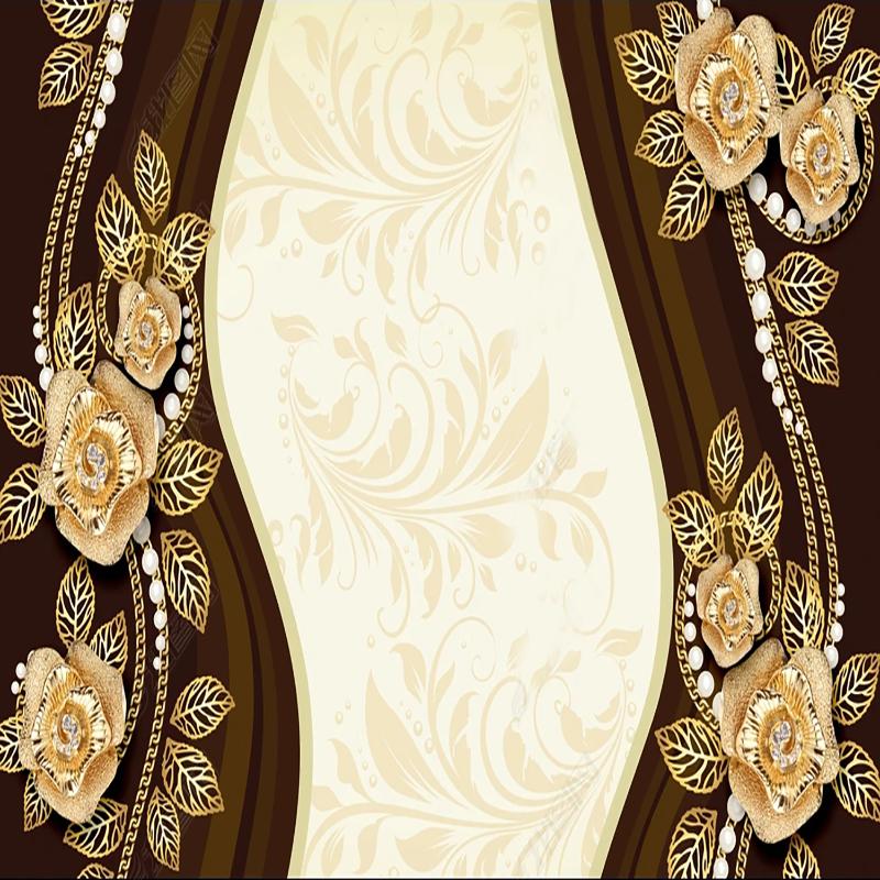 European Luxury Mural Jewelry Flower Wallpaper For Living Room Sofa Decoration Background Wall Mural Fresco
