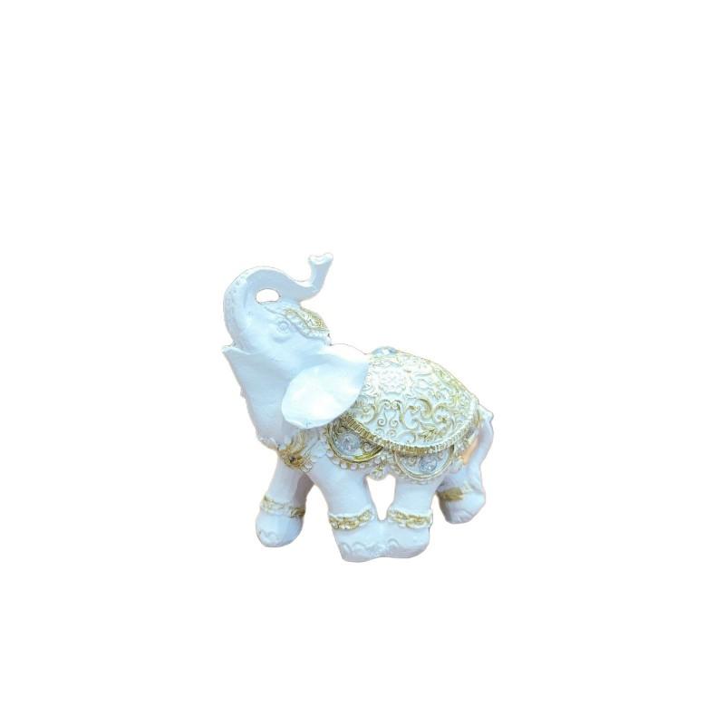 Resin Elephant Figurine Decorative Ornament In Gold Vintage Home Office Desk Living Room Entryway
