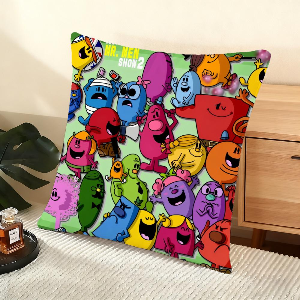 Cute Mr. M-Men Cushion Cover Soft Short Plush Pillow Cover Smooth Cozy Texture Aesthetic Cushion Case Home Decor