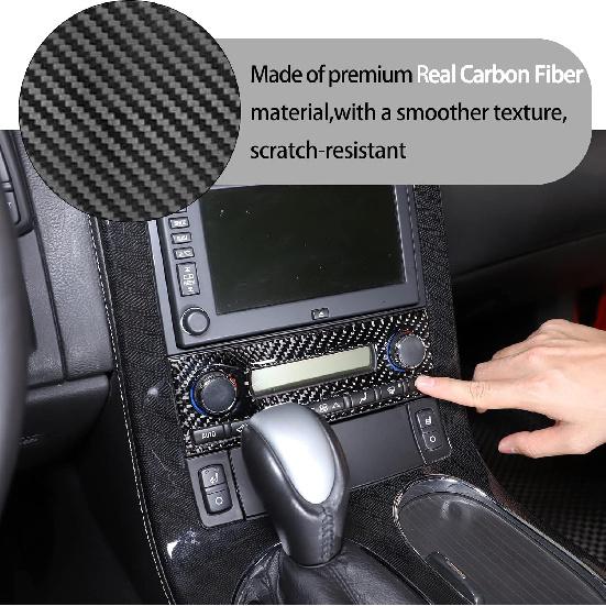 Lcojicep Center Control Dash Board Air Conditioner Switch Panel Cover Trim with Corvette C6 Z06 ZR1 2005-2013, Soft Carbon Fiber Air Condition