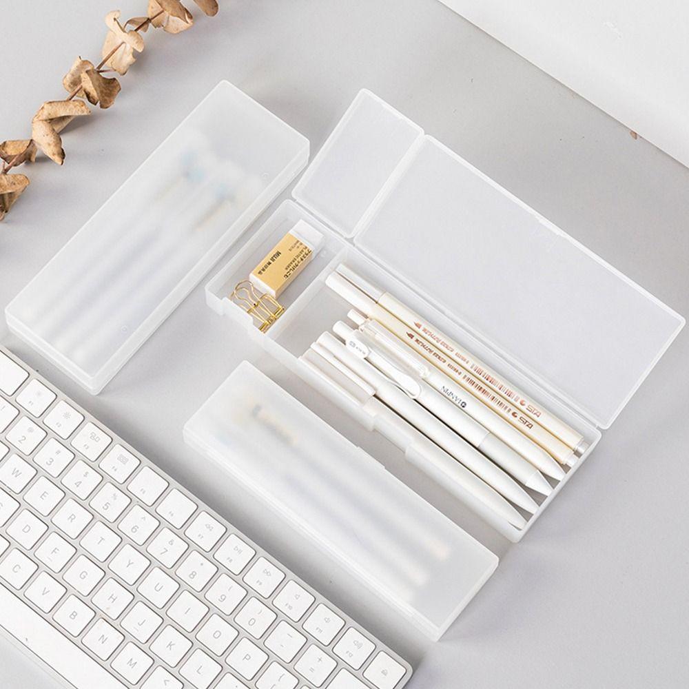 High Quality Gift Plastic Pencil Case Frosted Translucent Stationery Storage Box S/M/L Multifunctional Stationery Case Students