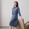 Waist Tied Denim Dress for 2026 Spring and Autumn Fashion, Versatile and Slimming, Mid Length Skirt