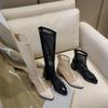 Women's high-heeled net boots spring and summer new thick-heeled large-size splicing cool boots