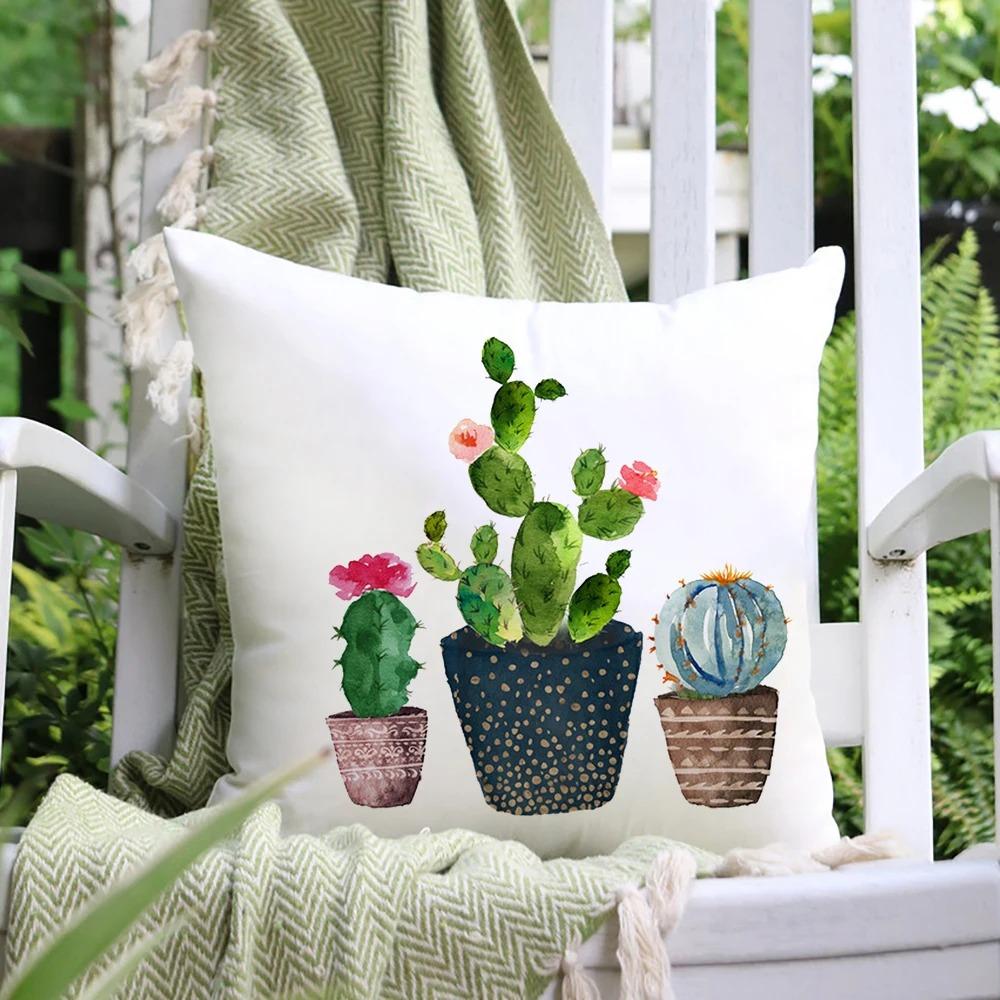 

Роскошный домашний декор Чехол для подушки, автомобиль, гостиная, диван, чехол для подушки, зеленый кактус, узор для подушки 40x40cm