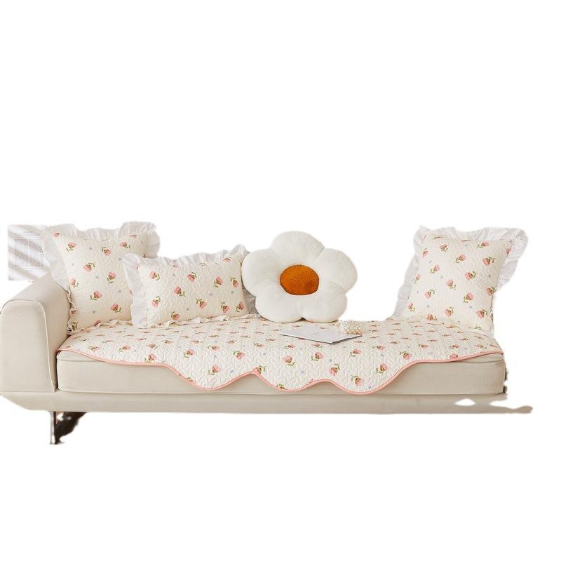 Pastoral Small Floral Sofa Cushion Pure Cotton Ins Four-Season Universal Special-Shaped Leather Sofa Cover Living Room Sofa Seat Cushion New