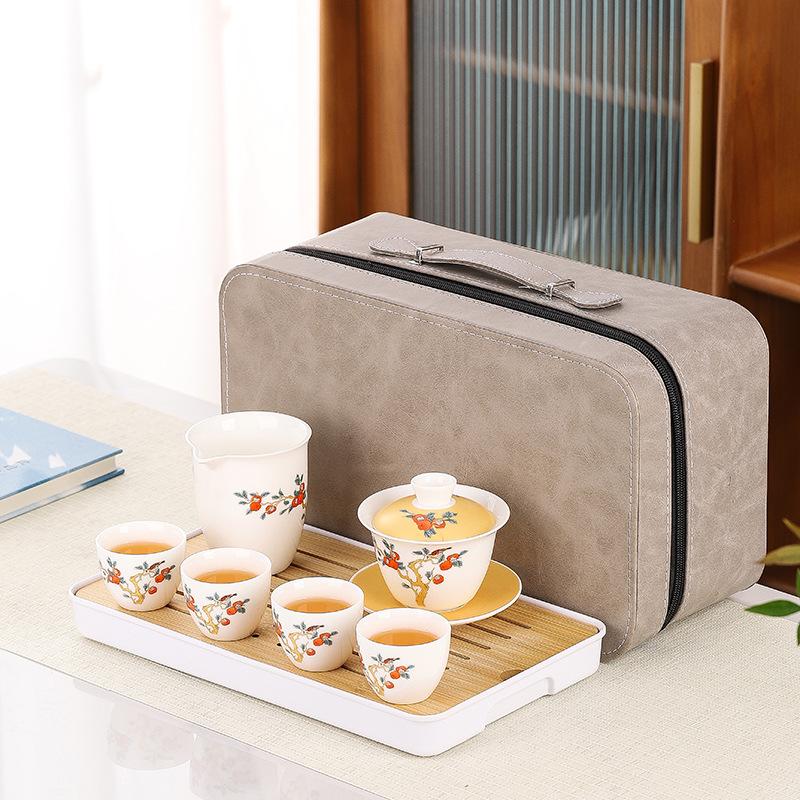 

High-end suet jade portable travel tea set household gifts business company corporate annual meeting gifts