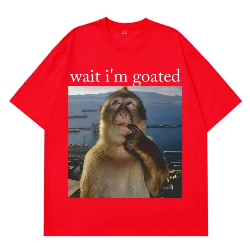

Подождите, я лучший, смешная футболка с мемом про думающую обезьяну, летняя, хлопковая, мужская, женская, футболка Хараджуку, с коротким рукавом, оверсайз, мужская футболка 4XL