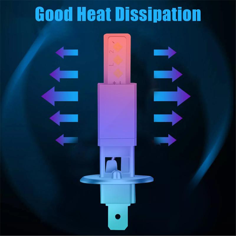 2Pcs 2000Lm H1 Led Headlight Bulb Car Head Fog Light 6000K White 12V-24V Super Bright,Plug And Play Fanless