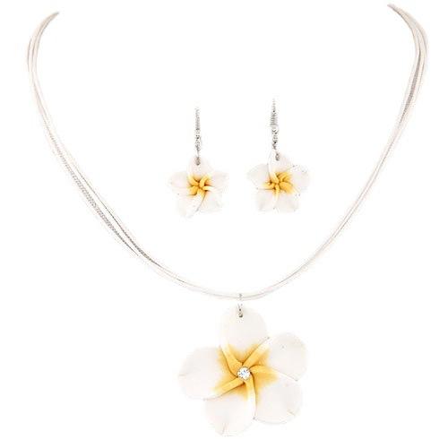 Sweet And Rich Flower Wax Rope Temperament Necklace Earring Set, Necklace Set