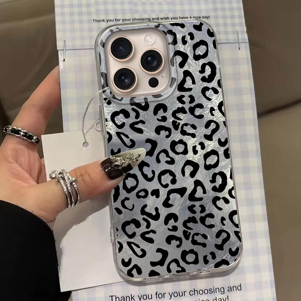 Blue Background Retro Leopard Phone Case for Iphone 17 Air 16 15 14 7 8 Plus 13 11 12 Pro Max X XS XR SE 2022 2020 16e TPU Cover
