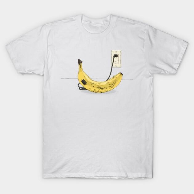 Fun Novelty Electric Banana Design Daily Short Sleeve Unique Graphic T-Shirt