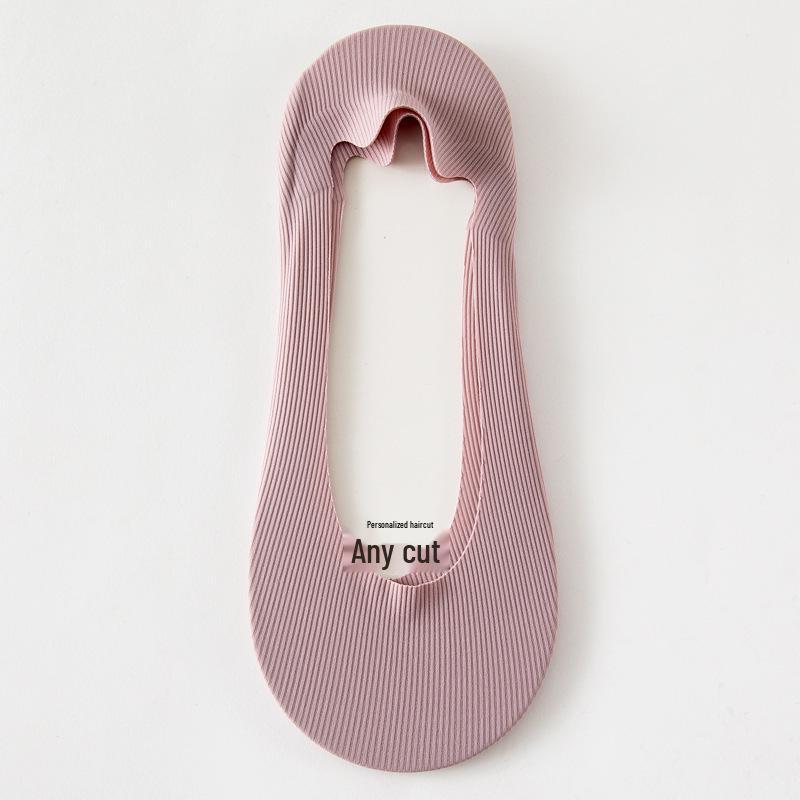 Women's Ice Silk Low Cut No-Show Striped Mesh Lace Boat Socks - Super Thin & Non-Slip