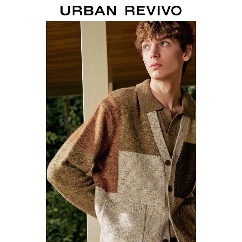 

UR Men s 2025 Fall Retro Color Block V-Neck Knit Cardigan M