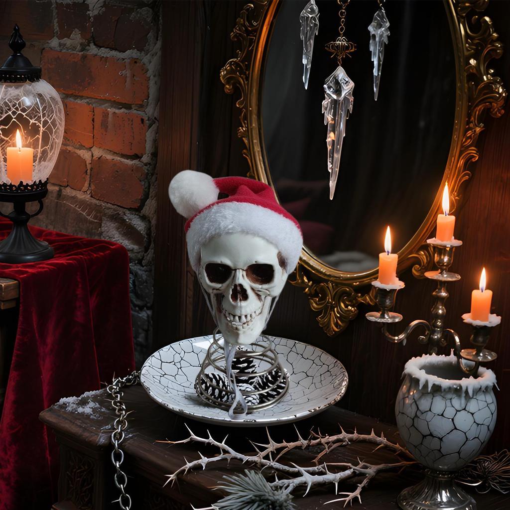 Christmas Tree Topper Halloween Tree Spooky Decorations 5 Inch Skeleton Head Party Props For Halloween Garden Home Lawn Desk