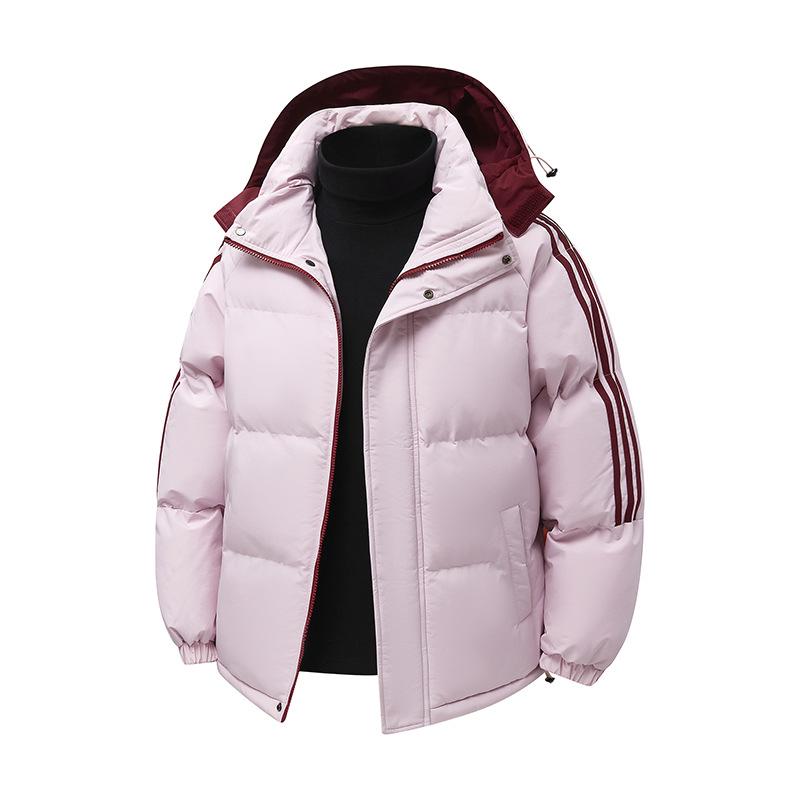Winter Neueste Herren Entspannte Passform Gestreifte Kapuzenjacke Baumwollwattiert Herren Freizeit Junge Studenten Baumwollwattierte Jacke Baumwollwattierte Jacke