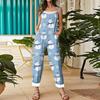 Women's Jumpsuit Halloween Print  Casual Loose Vintage Shoulder Strap Cotton Linen
