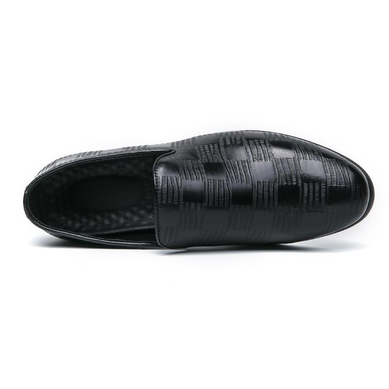 Men Loafers Leather Shoes Formal Business Flats Slip On Shoes Wedding Dress Prom Black Shoes Large Size