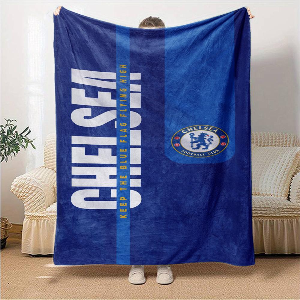 Chelsea Football Club Theme Printed Blanket - Perfect for Couch, Bed, Travel & Outdoor Use | Machine Washable, Cozy & Durable.