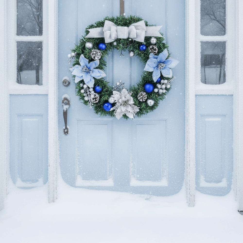Garland With Bow Christmas Wreath Home Decor Artificial Christmas Decoration Gold 30CM Door Hanging Rattan Classroom