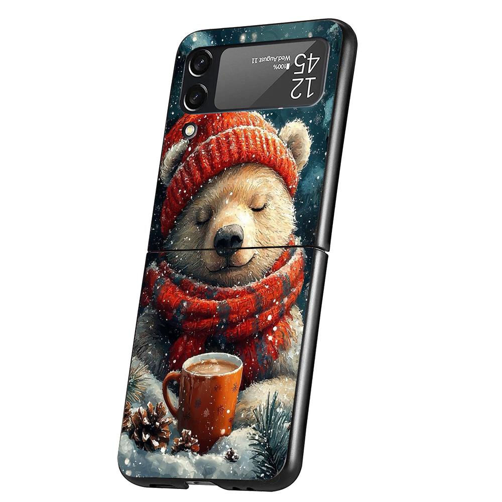 

Animal Brown Cute Bear Phone Case For Samsung Galaxy Z Flip 7 6 5 4 3 5G Cover ZFlip7 ZFlip6 ZFlip4 ZFlip5 ZFlip3 Coque Fundas G Samsung Z Flip 5
