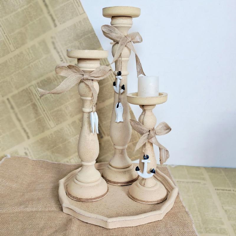 1/2PC Candle Holders Party Table Decor Home Decor Candles Stickers Minimalist Roman Column Photo props Wooden Vintage Rustic