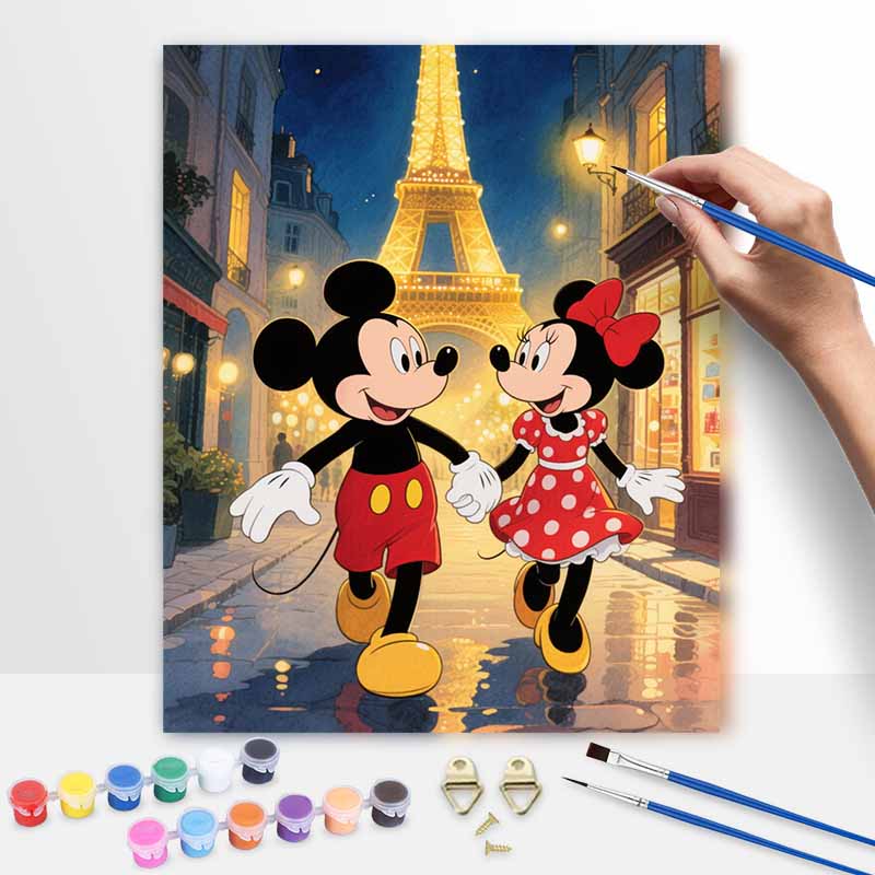 Disney Paint by Numbers Mickey and Minnie In Paris Painting Art Kit Home Decor Gift