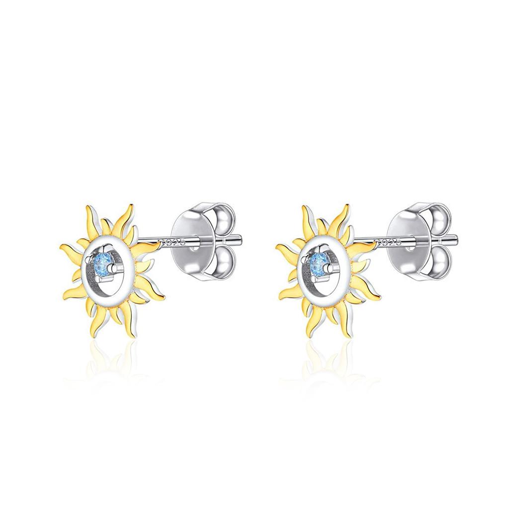 925 Sterling Silver Sun Stud Earring