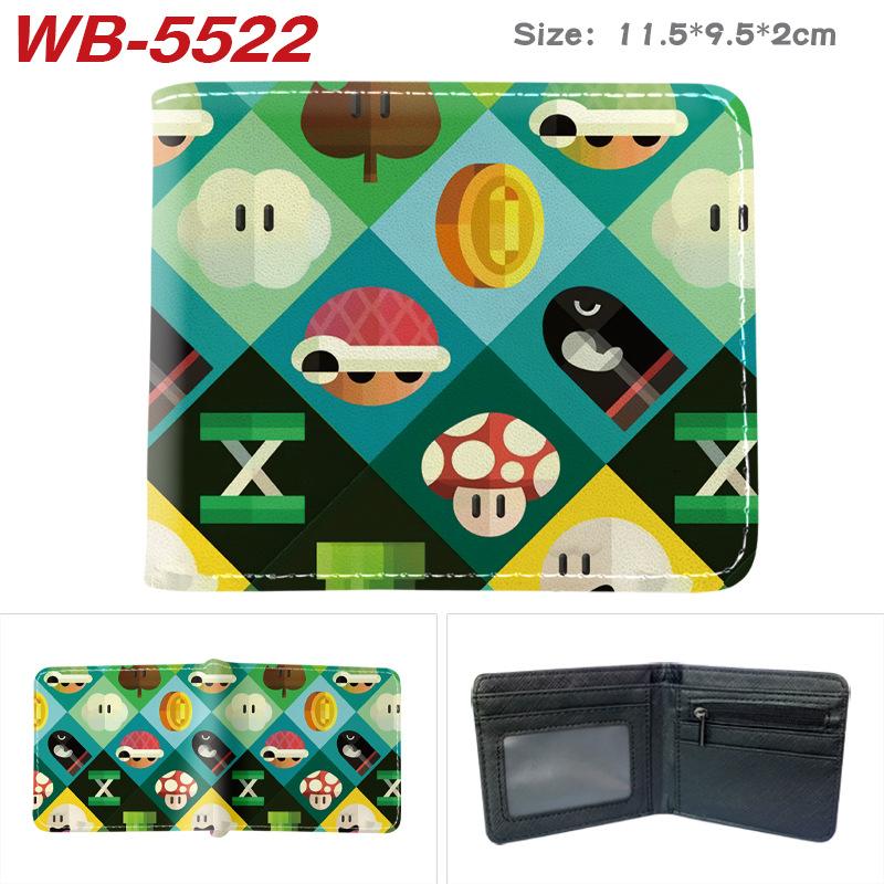 Super Mario Cartoon Full-Color Print Bi-Fold Wallet Anime Student Unisex Short Purse