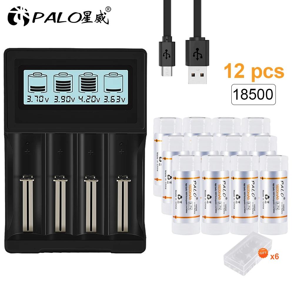 PALO 18500 Li-ion Bechargeable Battery + Battery Charger for Rechargeable Li-ion Battery 18650 14500 18500 16350 16340 26650