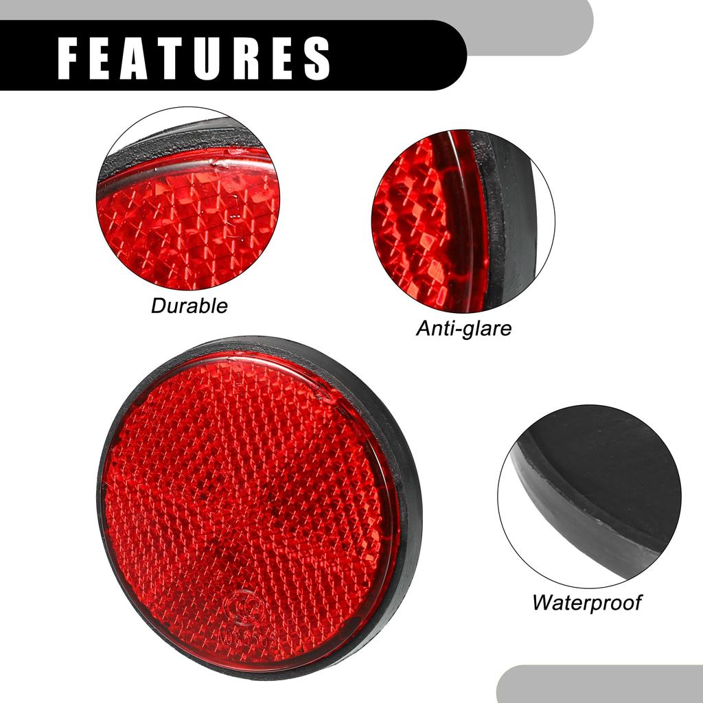 Partuto Set of 6 2.20"x0.31" Universal Reflectors - Round Motorcycle Safety Reflectors for Improved