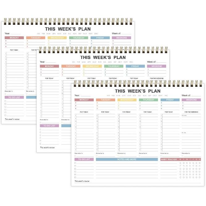 Undated Weekly Planner - 8.5" x 11" Undated Daily Productive Weekly To Do List Notepad for Home, Work, School, Projects, 52 Weeks, Clean Colorful