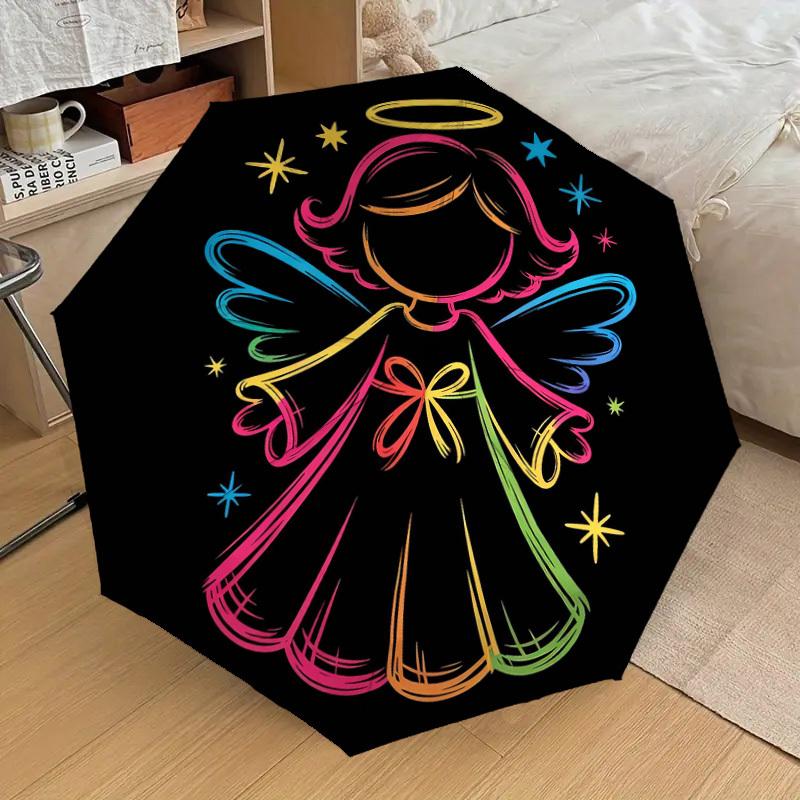 1pc Angel Star Pattern Umbrella Design Automatic Opening and Closing Umbrella, High-quality Travel Umbrella, Lightweight and Portable,