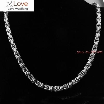 Trendy Style Mens Necklace 5 /6 /8mm Wide Silver Color Stainless Steel Byzantine Box Chain Vintage Jewelry