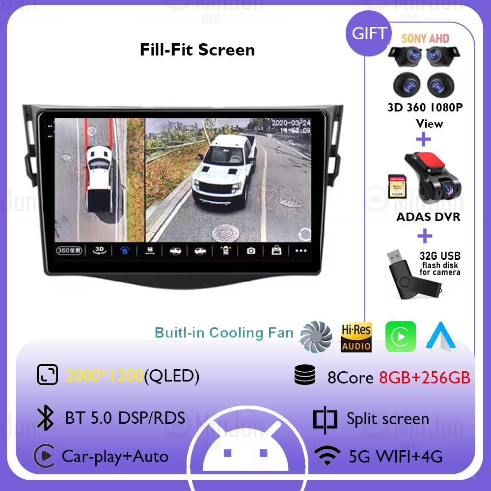 9" Android 14 Car Radio For Toyota RAV4 Rav 4 2005 2006 2007 - 2013 Multimedia Player Carplay Auto Navigation GPS 4G WIFI Stereo