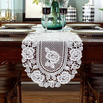 Caminho de mesa de renda Luxo Branco Casamento Lugar Mesas Corredor Casa Mesa Bordado Vazio Romance Capa de mesa Tapete de mesa Decoração