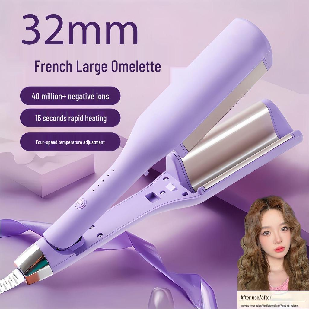 32mm V-Shaped Egg Roll Curling Iron for Large Waves & Rippled Curls