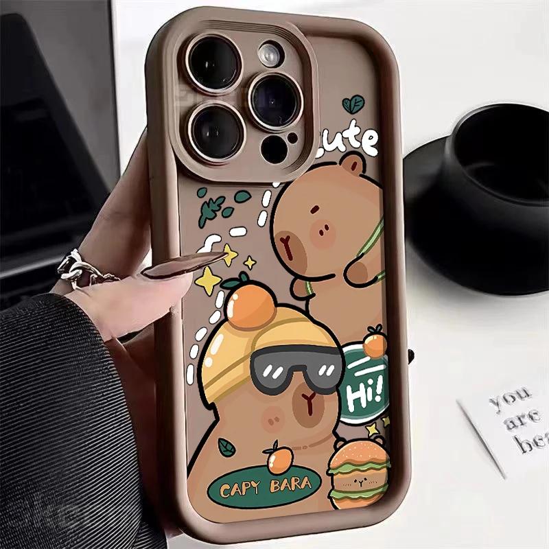 

Милый чехол для телефона с капибарой для iPhone 16 15 14 13 12 11 Pro Max X XS XR 7 8 Plus Забавная животная мягкая силиконовая накладка iPhone 16 Pro Max