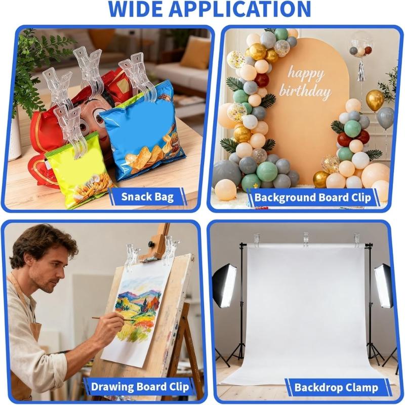 15pcs Transparent Balloon Arch Clips with Metal Spring Large Clamps For Birthday Decoration Accessories