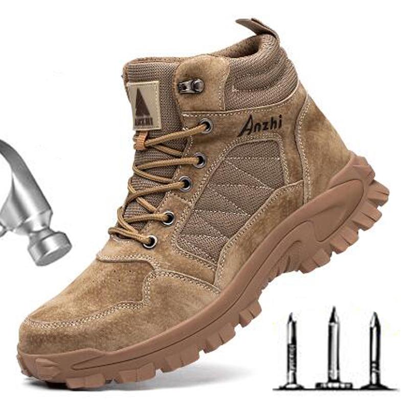 

Winter Work Shoes Safety Boots Anti-smash Anti-stab Work Shoes Sneakers Steel Toe Shoes Male Work Boot Indestructible M023 45 хакі