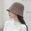 Light plate knitted bucket hat female Korea Dongdaemun casual bucket hat tide autumn and winter solid color hat knitted hat