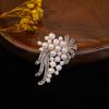 Korean Style Pearl Flower Brooch & Rhinestone Scarf Pin for Women