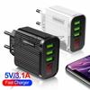 3-Port USB Digital Display Travel Charger with Multi-Device Compatibility