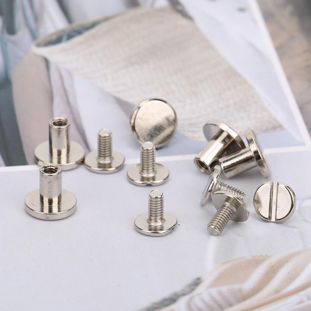 50 Set 8mm Pure Copper Flat Head Rivets Leather Strap Screws Kit for Notebook BindingSilver