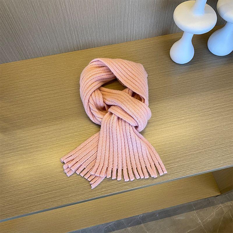 Sciarpa a Coste Invernale per Bambini Colore Unito Scaldacollo Caldo in Maglia Sciarpa Morbida con Frange per Bambini e Bambine